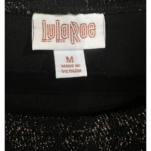 NEW LuLaRoe Womens Black Glitter Top Short Sleeve MEDIUM - Picture 3 of 3